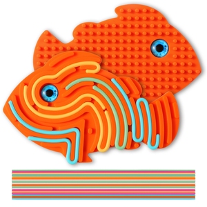 Tavola rotonda di attività sensoriale in Silicone Fidget giocattolo per Stress, ansia, <span class=keywords><strong>ADHD</strong></span> e autismo giocattolo di rilievo in Silicone con 18 corde colorate - Product Image 6