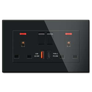 Hiện đại sang trọng acrylic màu đen phổ ánh sáng Tường Ổ cắm chuyển đổi hàng tăng gấp đôi ổ cắm - Product Image 2