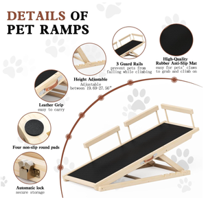 Rampa Regolabile per Cani per Letti Alti, Scala in Legno per Cani Piccoli, Medi e Grandi fino a 113 kg - Product Image 4