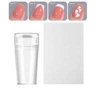 Kit de tampons à ongles cylindriques en acrylique 2 pièces pour French Manucure, avec tampons de remplacement et grattoirs, pour impression d'art d'ongles, usage domestique et professionnel DIY
