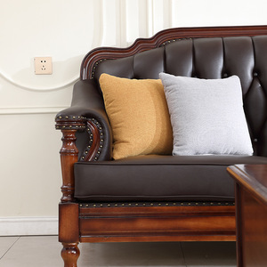 American Retro Genuine Leather L-Shaped <b>Sofa</b> Set With Storage For Living Room - Product Image 2