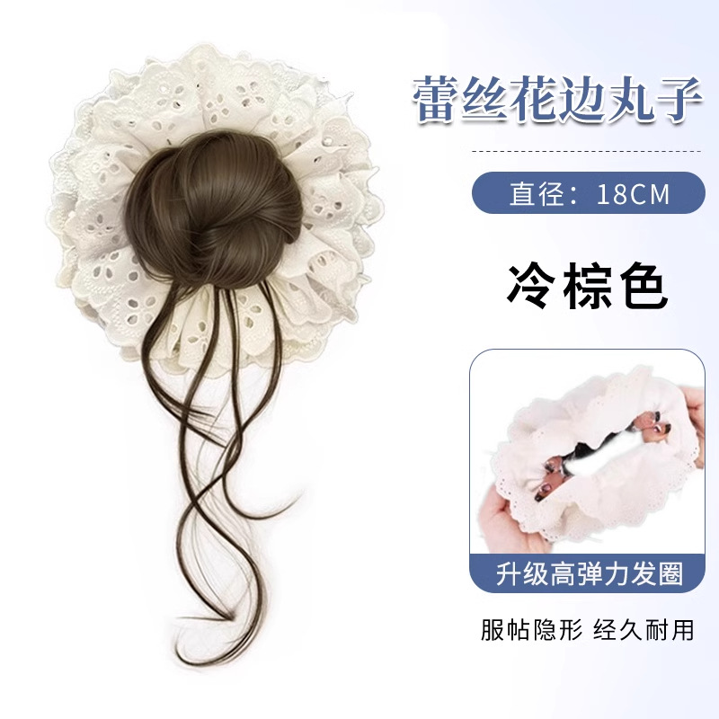 ยางรัดผมลายหนวดมังกรลูกไม้ [สีน้ำตาลคูล]