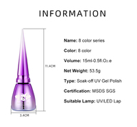 Kit professionnel de vernis à ongles en gel HS, 8 couleurs, 15 ml, logo personnalisé, manucure, nail art, non toxique, séchage UV LED, ensemble de gel UV, utilisation en salon
