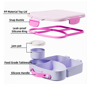 High Quality Pink Girls Cartoon Bento <b>Lunchbox</b> 4 Compartment Tray Microwavable Kids' Storage High Temperature Resistance Sauce - Product Image 5