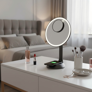 Nuovo Specchio per il <span class=keywords><strong>Trucco</strong></span> con Ricarica Wireless Intelligente, Luce LED a Luminosità Regolabile e Lente d'Ingrandimento Rimovibile - Product Image 1