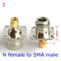 Conector de Brida de 4 Orificios L16 N a SMA Macho Hembra, Conector de Panel de Chasis con Brida de 4 Orificios Tipo N Macho Hembra a SMA