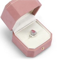 Offres Spéciales Personnalisé Luxe Rose PU Similicuir Papier Boîte À Bijoux À La Main Anneau Boucles D'oreilles Bracelets De Stockage avec Velours Intérieur