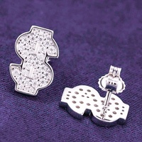 Hip Hop 925 Sterling Silver Iced Out VVS Moissanite Dollar Boucles d'oreilles Fine Jewelry Passes Diamond Tester pour hommes et femmes