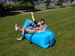 <b>Single</b> Outdoor Portable Beach Air <b>Sofa</b> Lazy Inflatable Folding Camping <b>Bed</b> Modern Design Foldable Eco PVC Sleeping Bag - Product Image 3