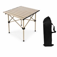 Table de camping pliable portable en acier, couleur champagne et noir, pour pique-nique en extérieur, vente en gros, OEM, marque privée, directement de l'usine