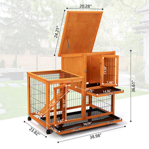 Cage à <span class=keywords><strong>lapin</strong></span> <span class=keywords><strong>d</strong></span>'<span class=keywords><strong>intérieur</strong></span> en bois bon marché et personnalisée avec plateau amovible en plastique et roulettes, design coupe-vent - Product Image 5