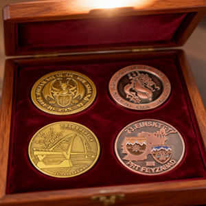 Дизайнерский логотип на заказ, продажа старых металлических золотых монет - Product Image 1