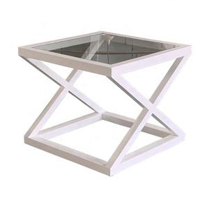 HL360 <span class=keywords><strong>Valencia</strong></span> estilo francés pequeña bandeja nórdica de vidrio mesa auxiliar de café de roble con tapa de vidrio mesa de centro de lujo - Product Image 5