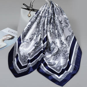 Sciarpa da Collo in Finta <span class=keywords><strong>Seta</strong></span> con Stampa Floreale per Donne, Hijab a Righe 90cm, Scialli e <span class=keywords><strong>Foulard</strong></span> Quadrati Femminili 2025 - Product Image 1