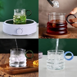 Sevimli çift su Drinkware hediye el-üflemeli süt suyu çay bardağı yeni uzun borosilikat cam renkli halka kolu Latte kahve kupa - Product Image 6