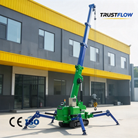 Mini-grue araignée sur chenilles de 1,2 tonne, télécommande sans fil, flèche télescopique hydraulique, portée de levage de 6,3 m pour les levages en espaces étroits intérieurs