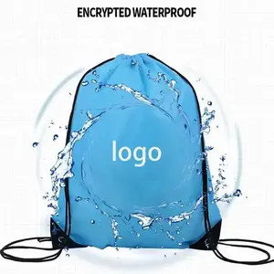 Logotipo personalizado grande capacidade impermeável ginásio colorido poliéster esporte cordão mochila com bolso