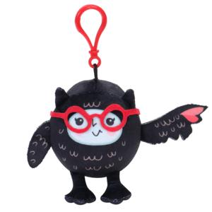 Portachiavi Peluche <span class=keywords><strong>Gufo</strong></span> <span class=keywords><strong>Nero</strong></span> Carino con Occhiali Rossi, Ciondolo <span class=keywords><strong>Gufo</strong></span> Cartone Animato Imbottito, Morbido Ornamento da Appendere per Zaino, Mini Regalo in Peluche - Product Image 1