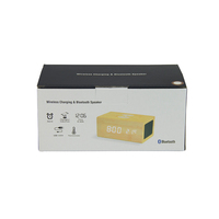 Cargador inalámbrico EMAF Altavoz de madera Calendario de tiempo Temperatura Humedad Pantalla Mesa de escritorio Reloj despertador digital electrónico