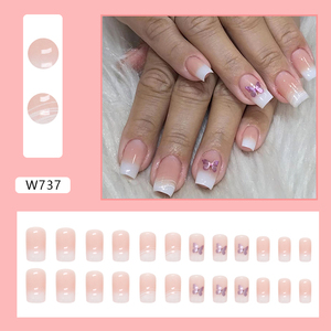 W737 UV Gel Neón Color Press-On Belleza <span class=keywords><strong>Uñas</strong></span> postizas Descuento a granel Diseño <span class=keywords><strong>de</strong></span> mariposa Material ABS Resplandor en la aplicación <span class=keywords><strong>de</strong></span> dedo oscuro - Product Image 2