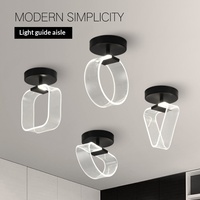 Plafonnier LED linéaire créatif de luxe en aluminium de style postmoderne pour entrée, couloir, balcon et hall, montage en surface
