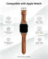 Keepwin Tali Jam Tangan Kulit Anyaman Mewah Baru untuk Apple Watch Seri 12 42mm 46mm Ultra 4 Tali Jam Tangan 49mm