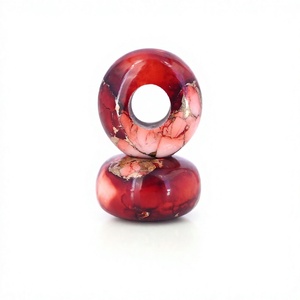 Perles de pierres précieuses en vrac de qualité supérieure, naturelles, en forme de rondelle, de couleur rouge rose et turquoise, de 14x8 mm, avec un trou de 5 mm, pour la fabrication de bijoux de mode - Product Image 1
