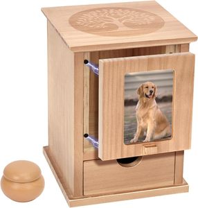 Small Pet Ashes Urn Wooden with Movable <strong>Picture</strong> <strong>Frame</strong> Wooden Urn for Ashes Pet <strong>Memorial</strong> Casket Loss Gift for Pet <strong>Memorial</strong> Box - Product Image 1