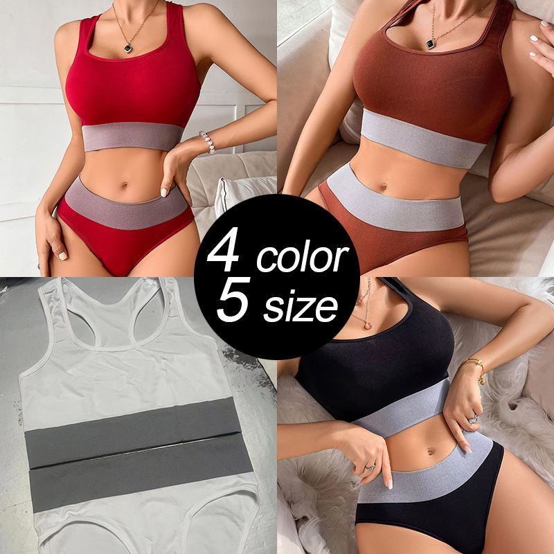 Wholesale 2 Piece Bra Sets Women Black Custom Logo Yoga Young Girl Seamless Sport Lingerie Set Ladies Women's Bra&Panties