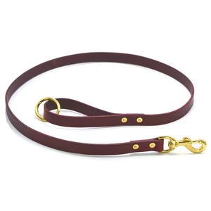 สายจูงสุนัขแบบหนังเบอร์กันดีพร้อมคลิปหนีบ - Product Image 1