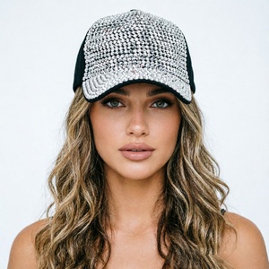 Gorra de béisbol personalizada con diamantes AB brillantes, para moño o cola de caballo, ajustable, con pedrería y cristales brillantes - Product Image 3