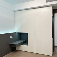 Armoire de chambre modulaire sur mesure avec éclairage LED, grande capacité, durable, en bois écologique, design moderne, portes battantes au sol