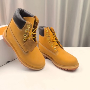 Chaussures de luxe originales de créateur, imperméables, à lacets, mocassins à bout en acier, légères, durables, bottes de travail pour hommes, jaunes - Product Image 5