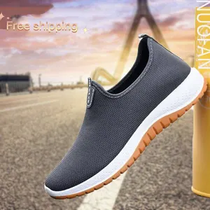 Hombre suela de goma ZAPATOS BARATOS caminar suave negro gris color zapatilla de deporte