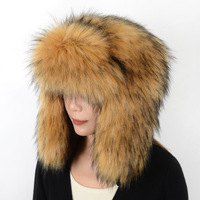 Chapeau d'hiver personnalisé de luxe en fausse fourrure épaisse et chaude, imitation fourrure de renard et de raton laveur, chapeau seau moelleux et duveteux