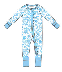 Mamelucos Qingli OEM de fábrica personalizada para bebé, Pelele para bebé de punto con estampado de ondas y volantes, Camisetas De Beb sin tarifa - Product Image 2