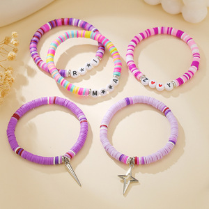 Fashion <b>Beaded</b> <b>Bracelets</b> Colorful Letter Heart Pendant Set Gift Jewelry - Product Image 3