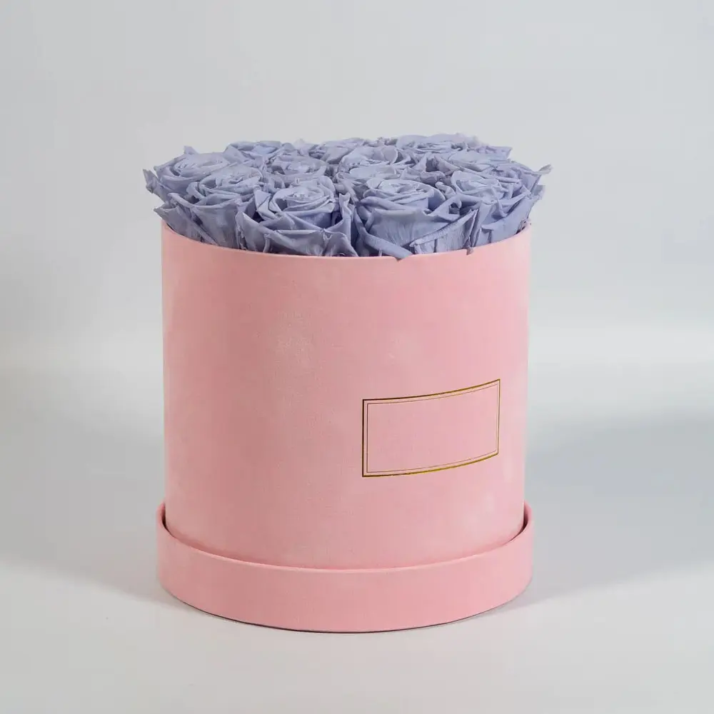 Design fashion attractive design various specifications round paper box flower circle flower velvet box velvet flower box