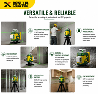 Niveau laser vert XINJUN MX3-16 à 5 lignes, auto-nivelant 360°, portée 1m, pour projets industriels et bricolage, 2 batteries incluses (avec image)