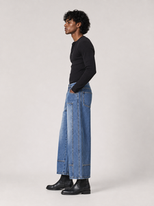 <span class=keywords><strong>Jeans</strong></span> da <span class=keywords><strong>Uomo</strong></span> Blu Scuro Strutturati con Patchwork, <span class=keywords><strong>Gamba</strong></span> <span class=keywords><strong>Larga</strong></span>, Stile Streetwear Hip Hop High Street - Product Image 3