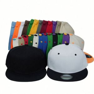 Wholesale 6 Panel Flat Brim Gorras High Profile Plain Basketball Cap Hiphop Style Sports Snapback <b>Hat</b> - Product Image 3