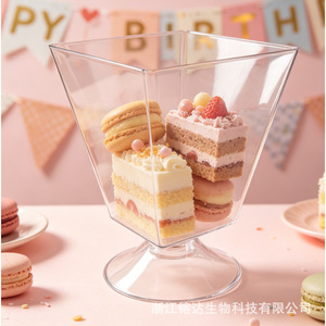 Rongda Square Transparent Plastic <b>Container</b> For Cakes Desserts Fruit Platters Party <b>Snacks</b> Modern Simple Style - Product Image 1