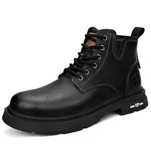 Trend Wholesale Customized Large Size Genuine Leather High Top Winter Thick Bottom British Style Work Wear Men'S Short Boots