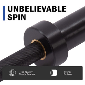 Barra de Pesas de Entrenamiento ROUSER con Logotipo Personalizado, 15 kg, de Acero Aleado con Zinc Negro, 1500 lb, con 4 Rodamientos de Agujas para Gimnasio y Fitness - Product Image 4