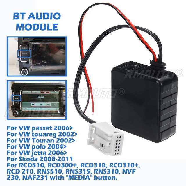 Wireless 5-12V Car bluetooth 5.0 Module AUX Cable Adapte for VW RCD510 300+ 310 310+ CD Host Unit