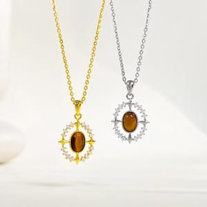 Collar de joyería de moda, colgante de plata 925, joyería fina para mujer, plata de ley 925, joyería ovalada. - Product Image 1