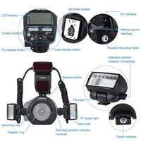Flash Macro Yongnuo YN24EX E TTL Twin Lite para Cámaras Canon con Doble Cabezal de Flash + 4 Anillos Adaptadores
