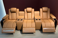 Juego de sofá de película ajustable eléctrico Premium, asientos de cine en casa de cuero nuevo, Villa de lujo, iluminación Led, sofás reclinables cinematográficos