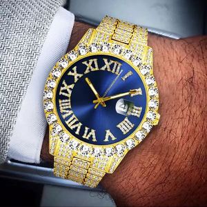 Orologio da Uomo in Oro con Diamanti, Movimento al Quarzo, Stile Hip Hop, Regalo <span class=keywords><strong>per</strong></span> Uomo 4408 - Product Image 6