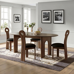 Pháp Retro rắn gỗ Bàn Ăn Hiện đại phong cách cổ xưa hình chữ nhật Hang đá tấm bàn ăn và ghế đặt cao cấp - Product Image 3